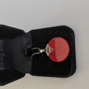 Red Coral Sterling Silver Pendant Necklace, New, QVC, Genuine, Dainty